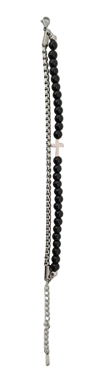 Bracciale acciaio doppio filo con croce