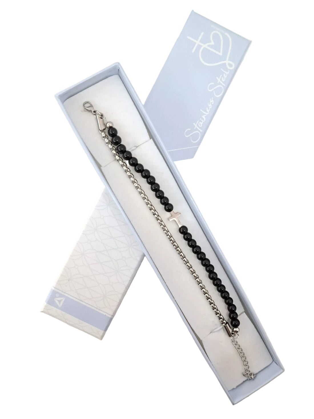 Bracciale acciaio doppio filo con croce