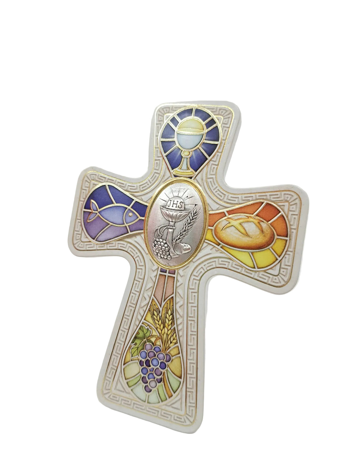 Croce placca metallo per Prima Comunione