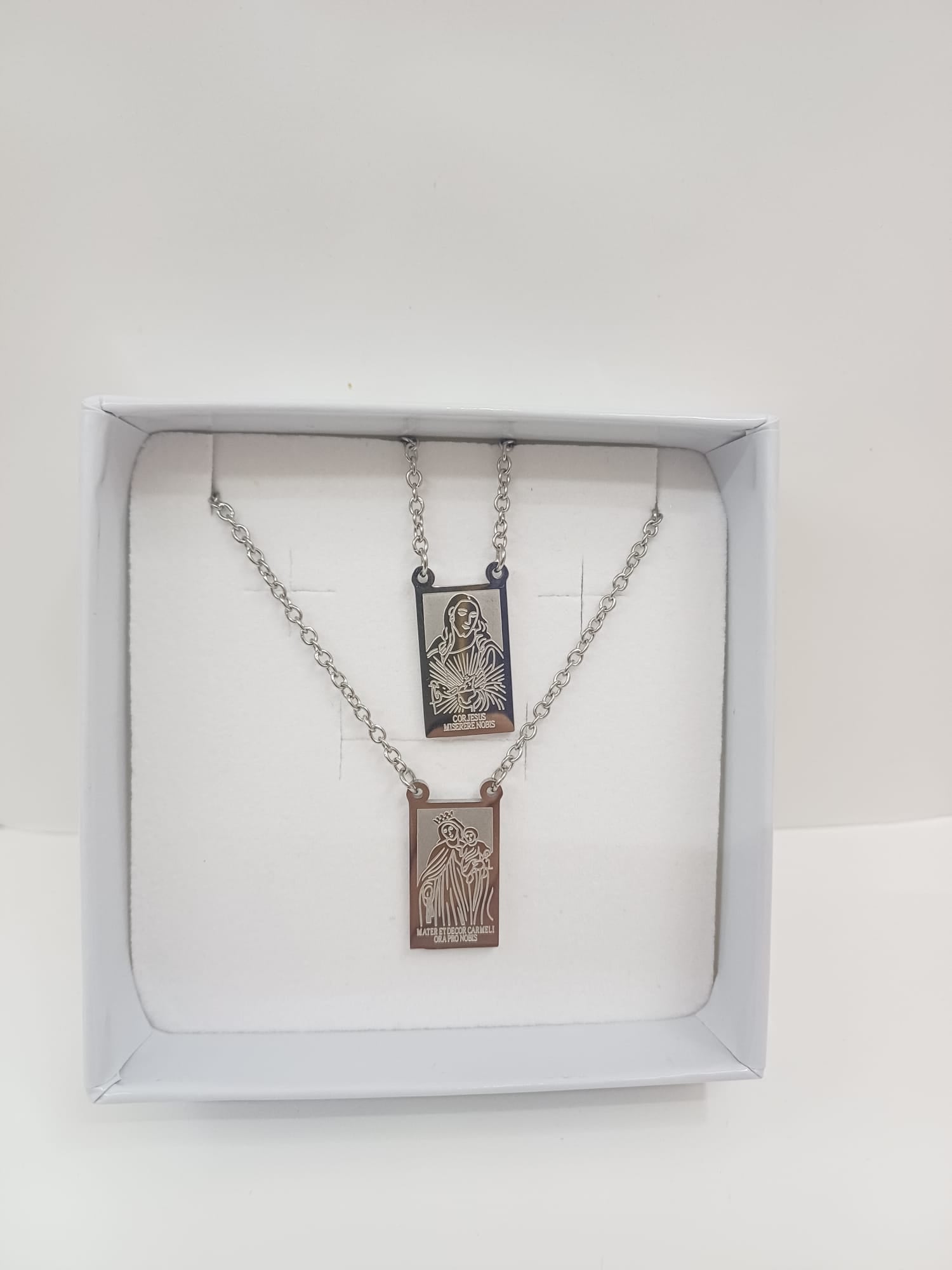 collana scapolare Madonna del Carmelo in acciaio