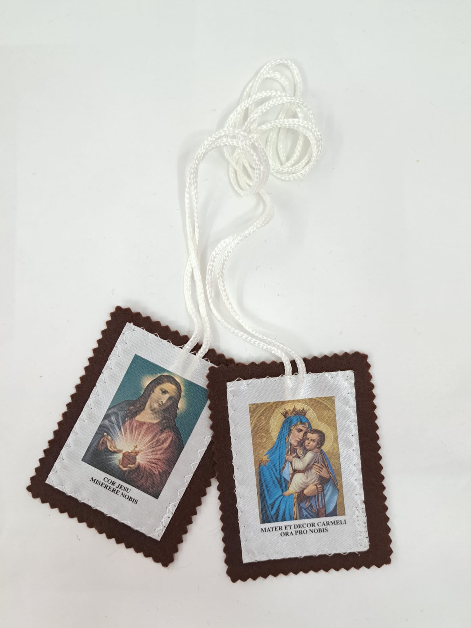 collana scapolare Madonna del Carmelo in tessuto