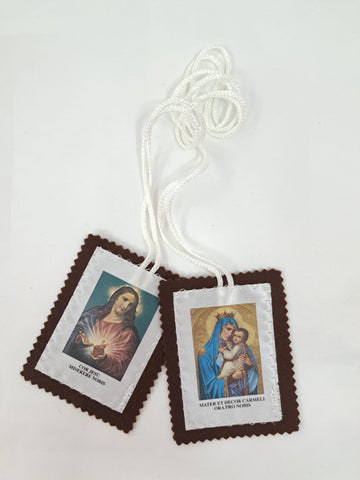 collana scapolare Madonna del Carmelo in tessuto