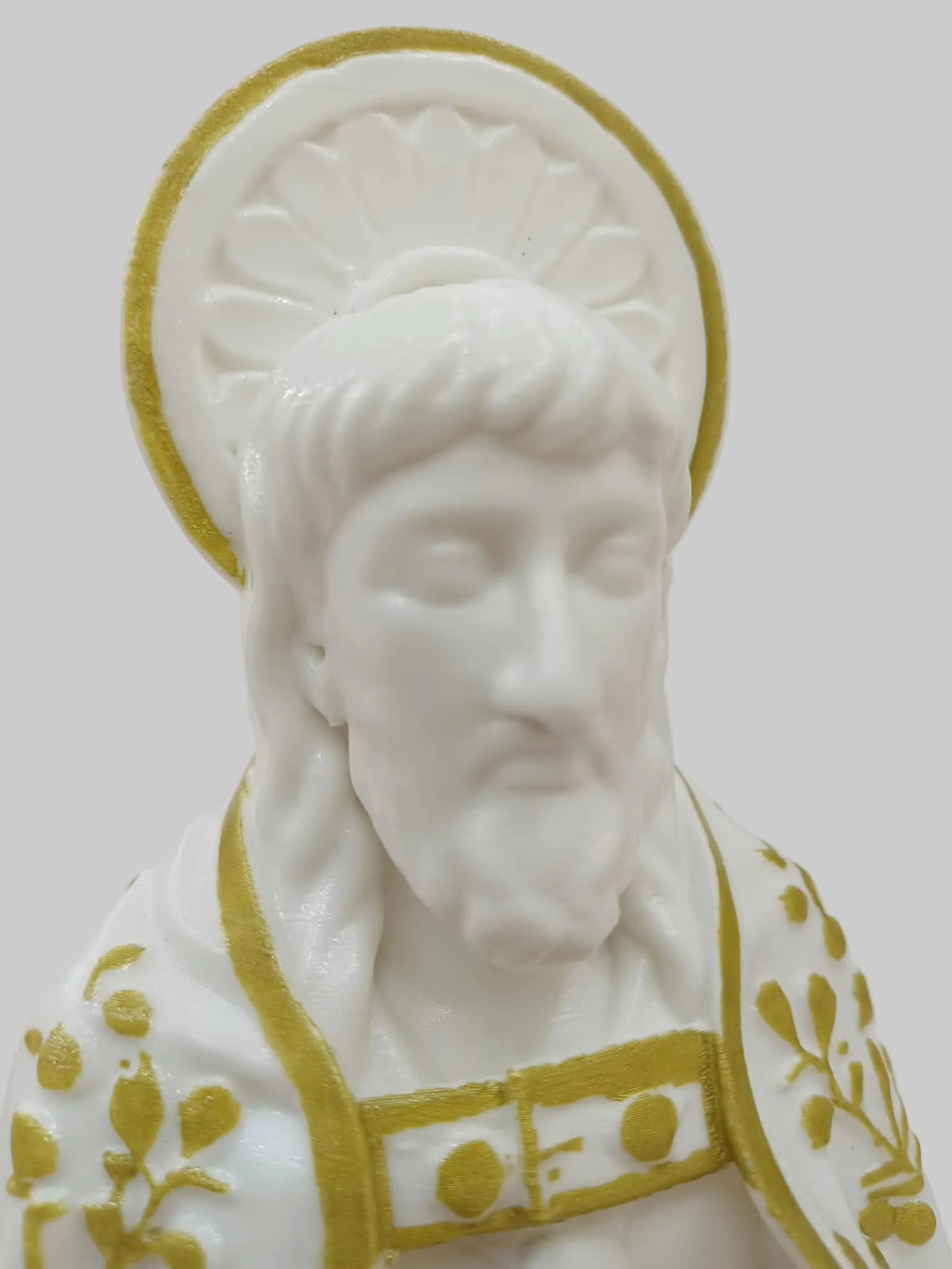 Statua San Giovanni Battista Angri bianco con dettagli oro