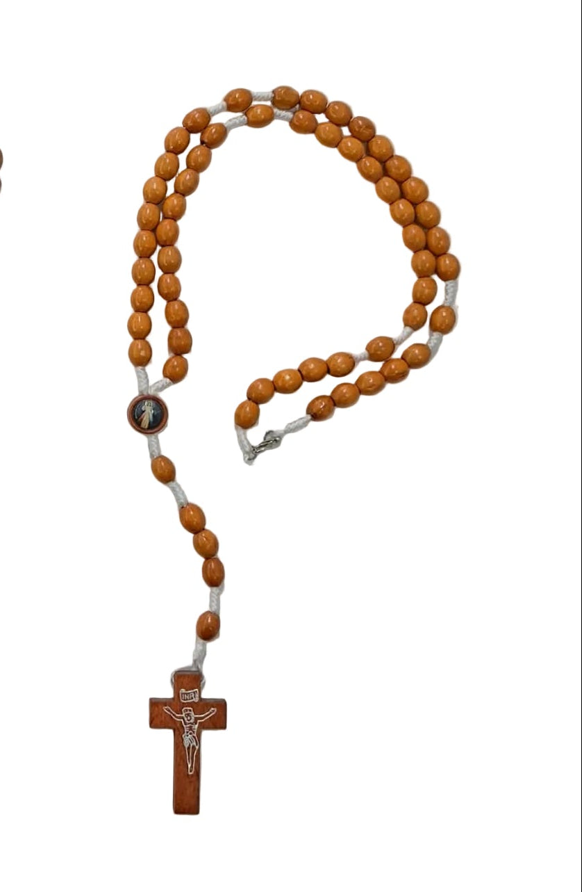 Rosario in legno con moschettone