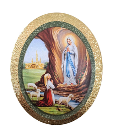 Ovale Madonna Lourdes 14 cm
