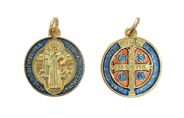 Medaglia San Benedetto in ottone smaltata