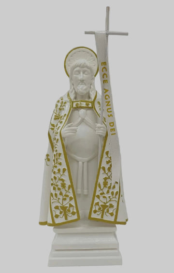 Statua San Giovanni Battista Angri bianco con dettagli oro