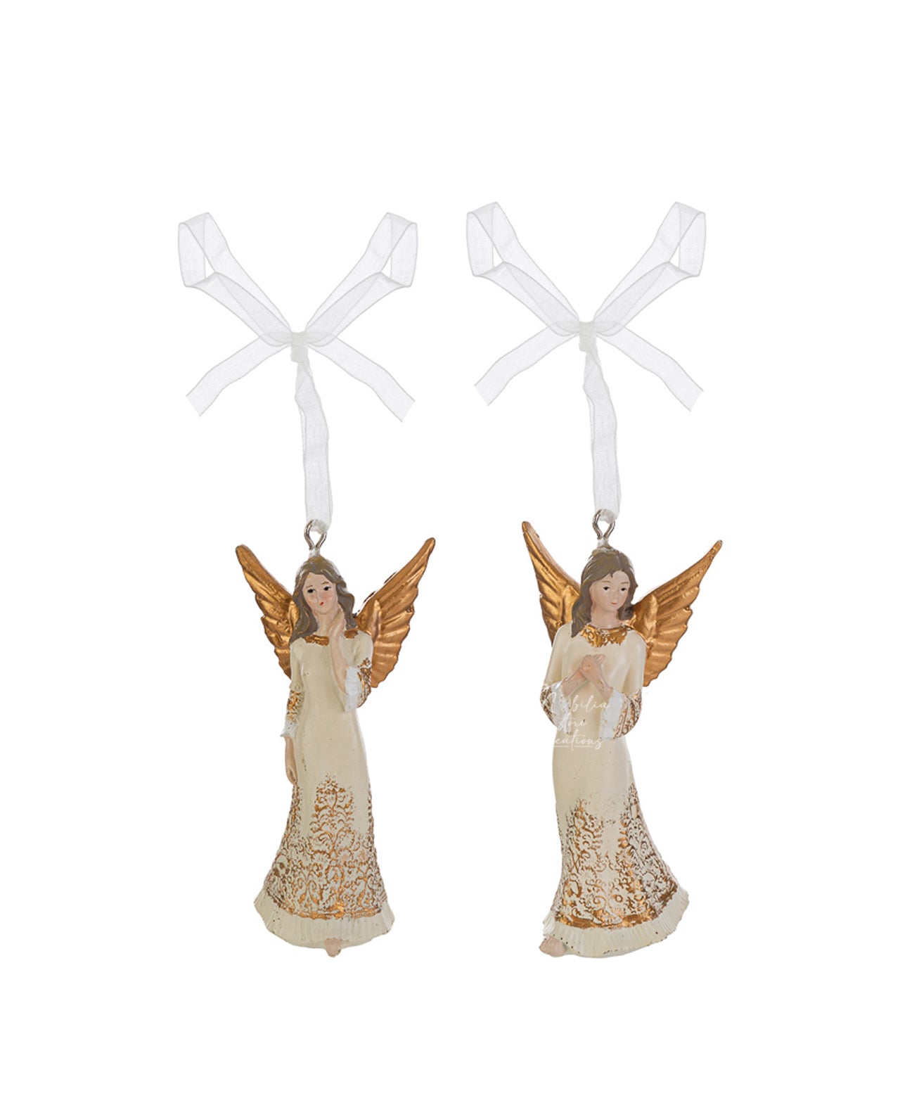 Appendino angelo natalizio panna e oro cm 9