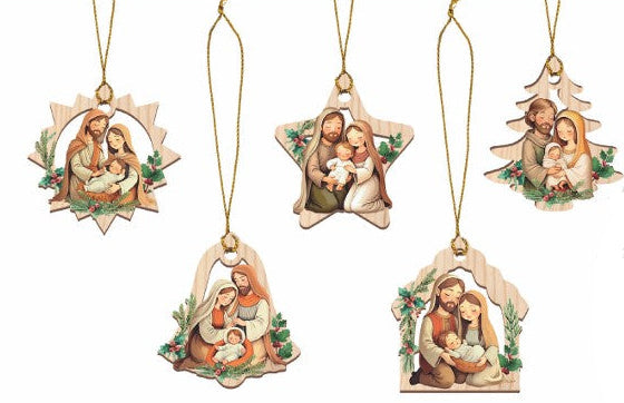 Addobbo albero in legno traforato cm 6