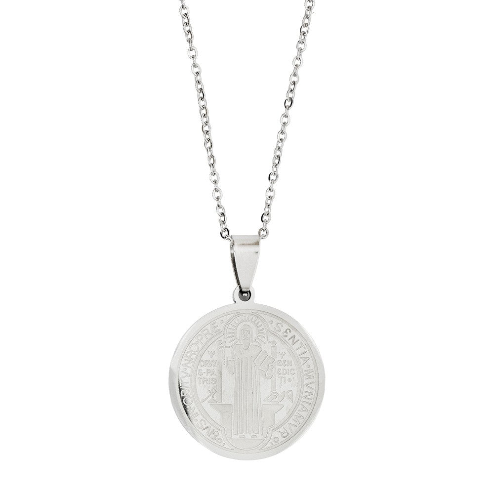 Collana con medaglia San Benedetto in acciaio