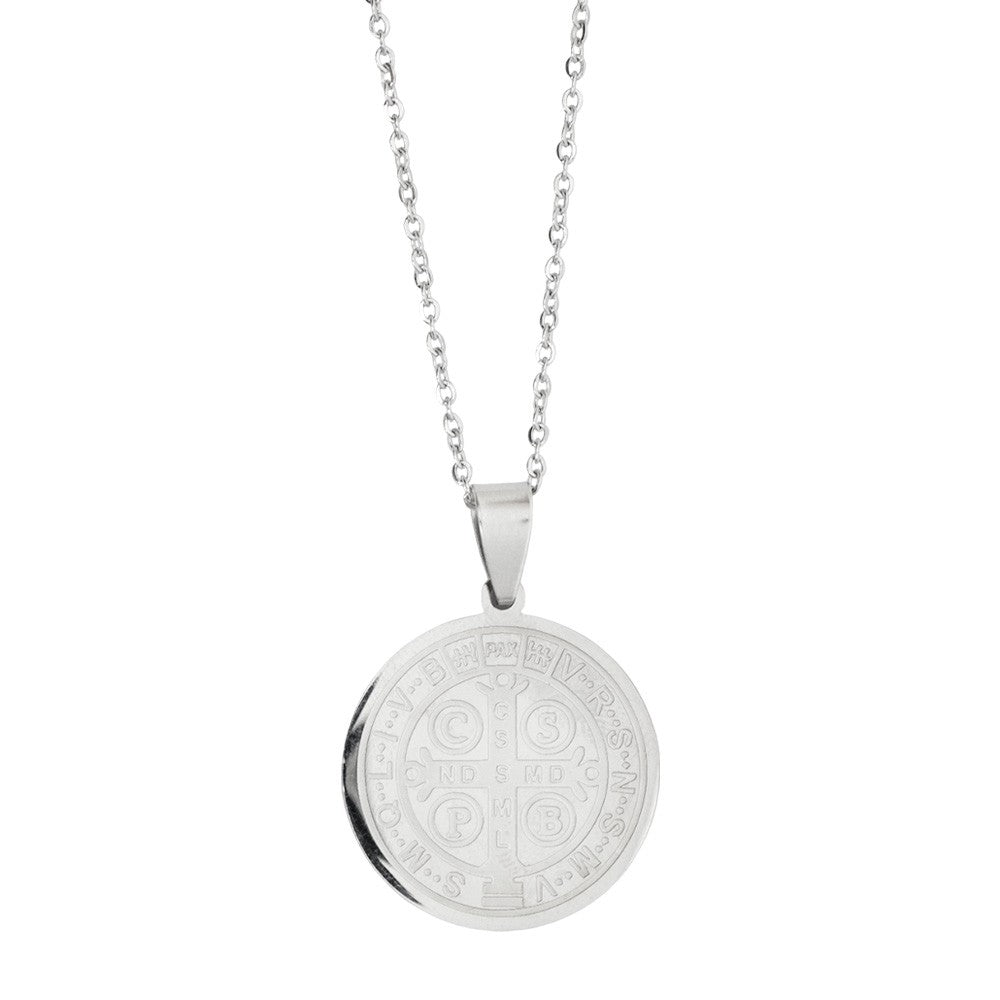 Collana con medaglia San Benedetto in acciaio