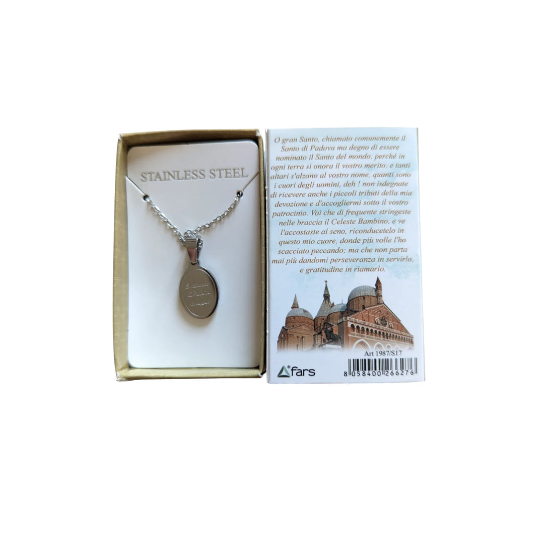 collana medaglia Sant'Antonio in acciaio