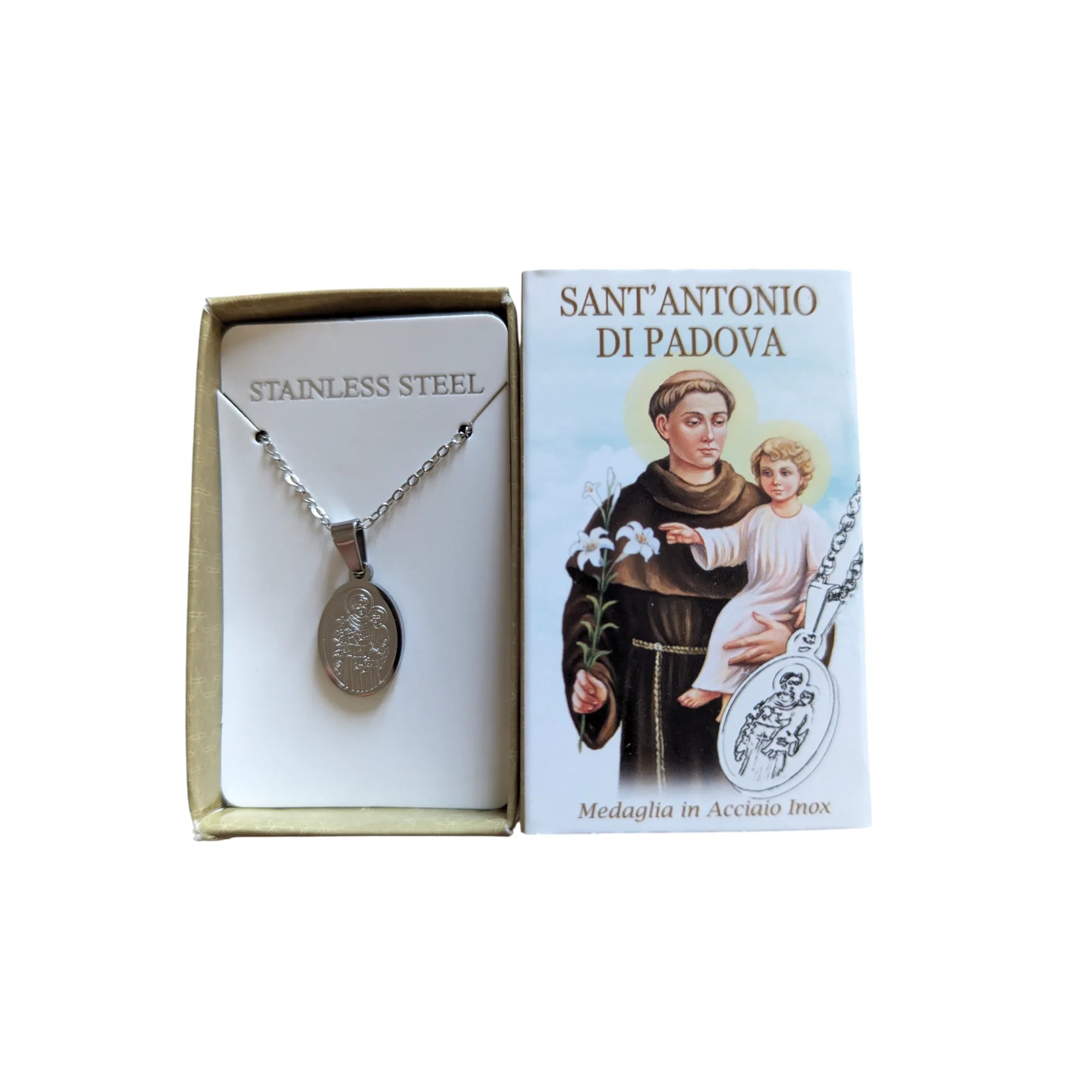 collana medaglia Sant'Antonio in acciaio