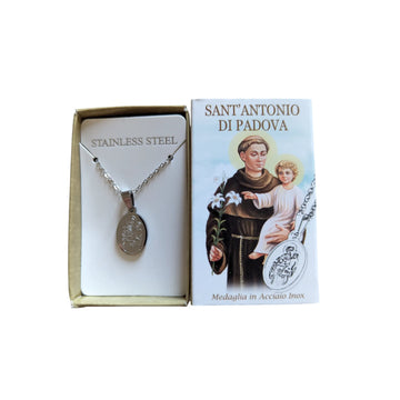 collana medaglia Sant'Antonio in acciaio
