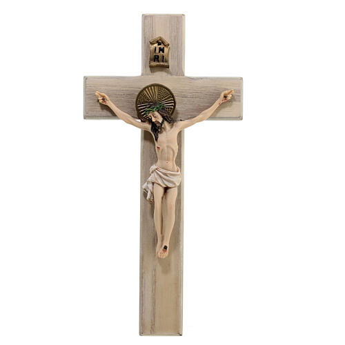 Croce in legno con corpo in resina h 40