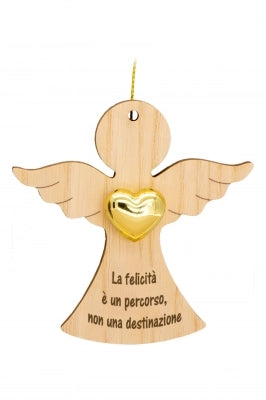 Angelo in legno cuore d'oro