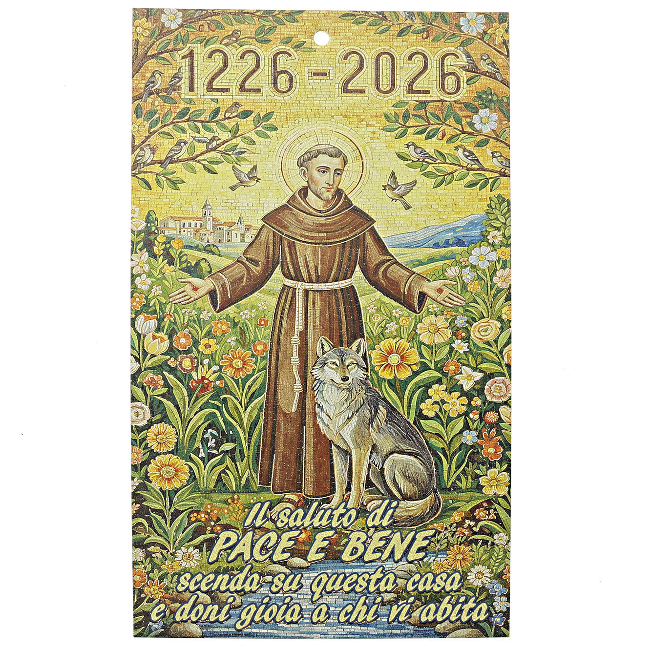 Benedizione con immagine oro a caldo. San Francesco ottavo centenario