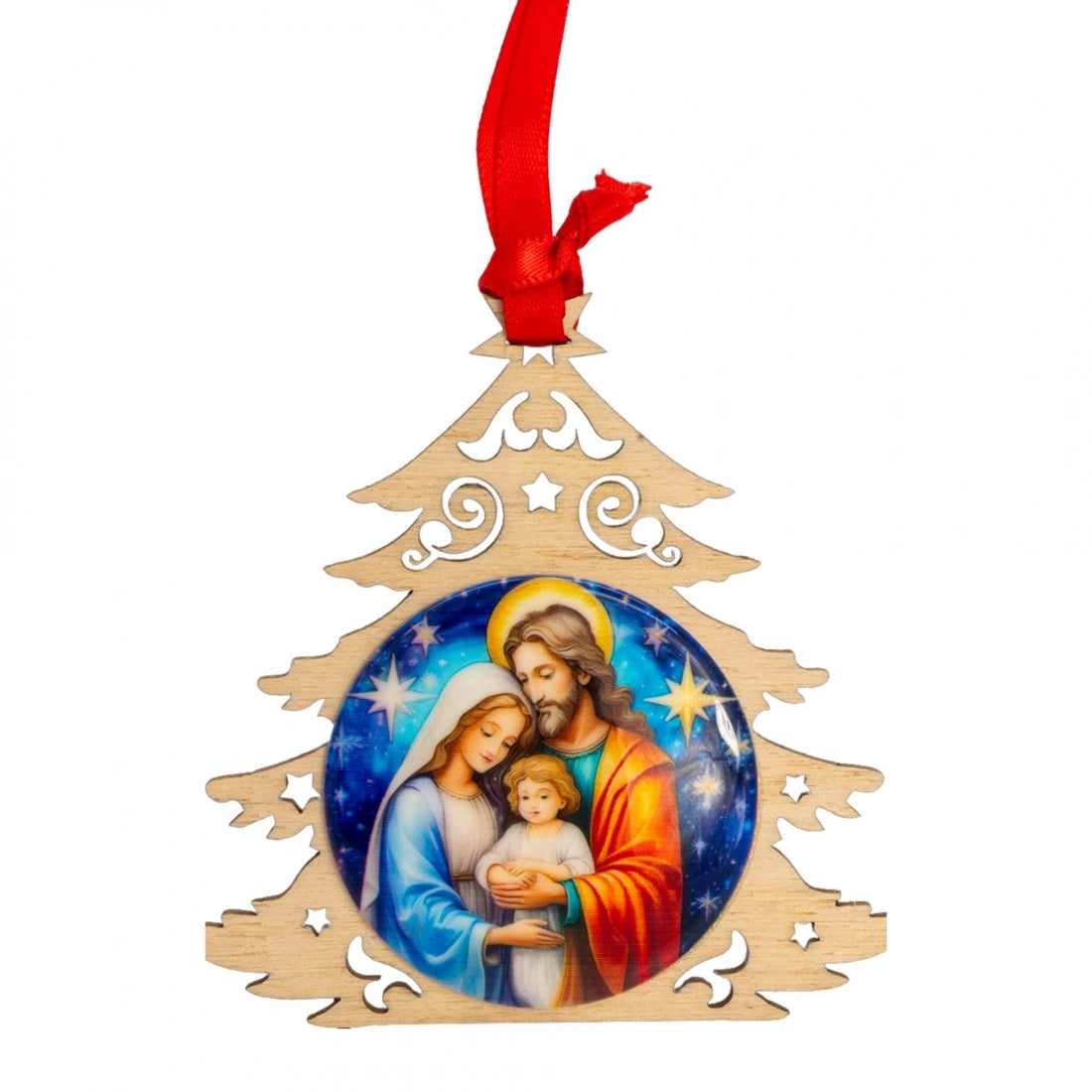 Confezione addobbo albero in legno con natività