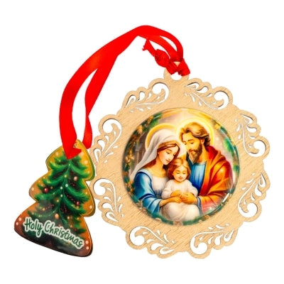 Confezione addobbo albero in legno con natività